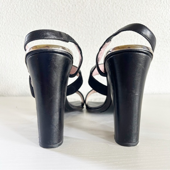 Louis Vuitton Black Monogram Satin Strappy Sandals Block Heels Size EU 38.5 - Picture 9 of 16